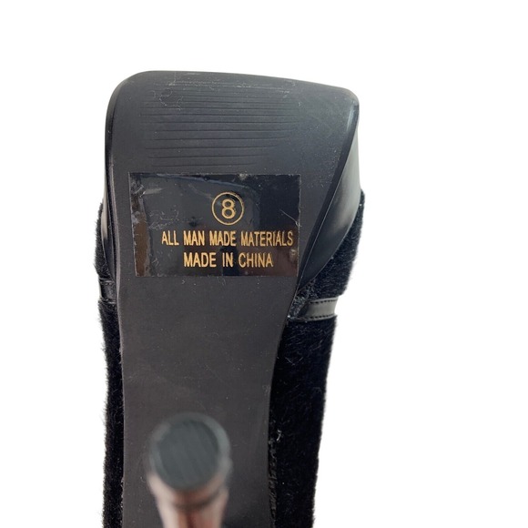 Shiekh Womens Size 8 Black Faux Fur 8" Stiletto High Heel Shoes Round Toe NWOB - Picture 4 of 12